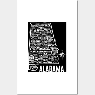 Alabama Map Posters and Art